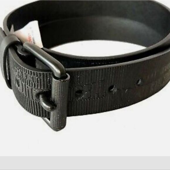 True Religion Van Textured Logo Repeat Roller Buckle Belt Size 36 - 38 - Picture 4 of 7